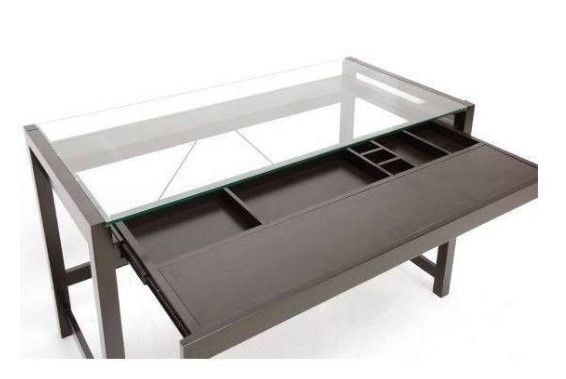 Photo 1 of INCOMPLETE BOX 1 OF 2 **GLASS TOP ONLY**- Idabel Modern Desk with Glass Top Wood/Dark Brown - Baxton Studio

