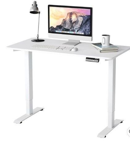 Photo 1 of Costway Electric Adjustable Standing Desk Stand up Workstation w/Control White\Black\ Maple\Teak

