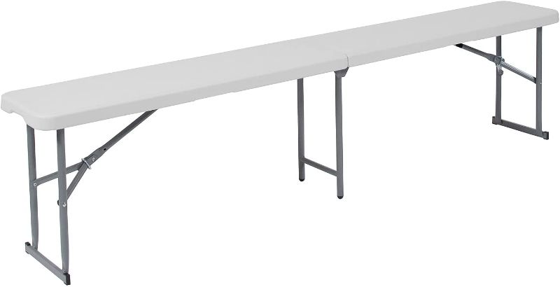 Photo 1 of 10.25''W x 71''L Bi-Fold Granite White Plastic Bench with Carrying Handle