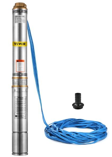 Photo 1 of **PARTS ONLY**
VEVOR Well Pump 1.5 HP, Submersible Well Pump 110V, Stainless Steel Deep Well Pump with 131ft Cable, Stainless Steel Deep Well Pump 24GPM for Cities Farmland Irrigation and Home Use
