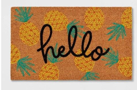 Photo 1 of 2 of - 18x30  'Hello' Pineapple Doormat Natural - Sun Squad™

