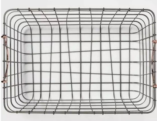 Photo 1 of 16"x11"x8 Wire Basket With Handle Gray/copper - Threshold