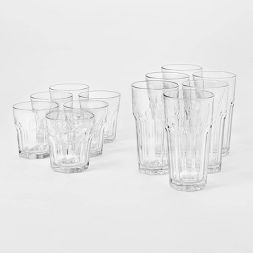 Photo 1 of 12pc Glass Tremont Tall and Short Faceted Tumbler Set - Threshold™

