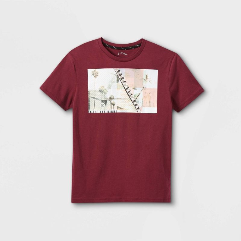 Photo 1 of 2pk Boy' 'urf All Day, Kate All Night' Graphic Hort Leeve T-hirt - Art Cla™ Maroon--Size L(12/14)
