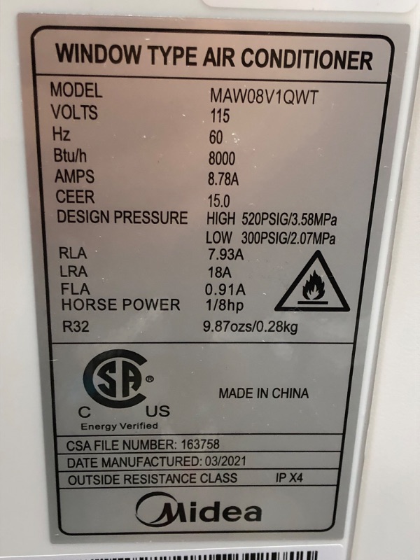 Photo 5 of Midea 8,000 BTU Smart Inverter U-Shaped Window Air Conditioner, 35% Energy Savings, Extreme Quiet, MAW08V1QWT (1860705)
