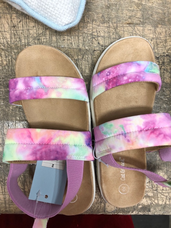 Photo 3 of Girls' Hazel Tie-Dye Slip-on Pull-on Footbed Sandals - Cat & Jack Purple Size 2
