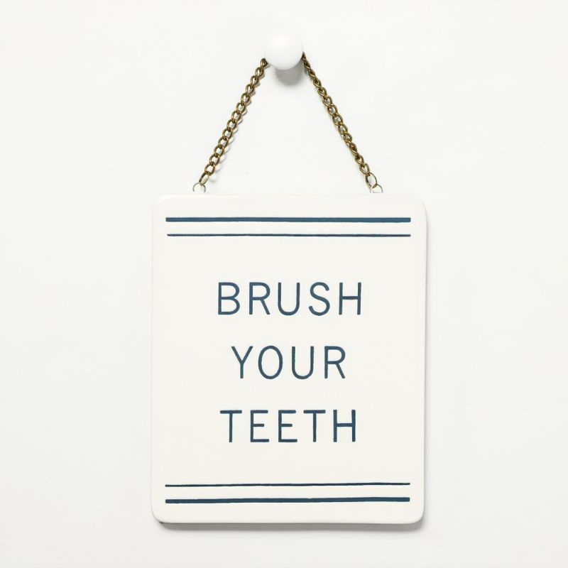 Photo 1 of 'Brush Your Teeth' Stoneware Wall Sign Blue/Cream - Hearth & Hand™ with Magnolia
