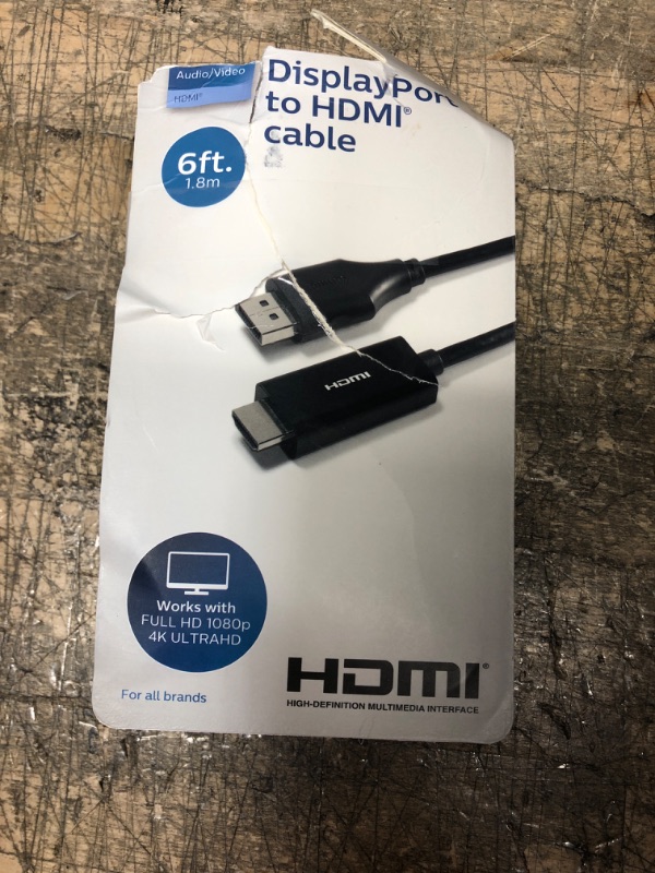 Photo 1 of Philips 6' Display Port to HDMI Cable - Black