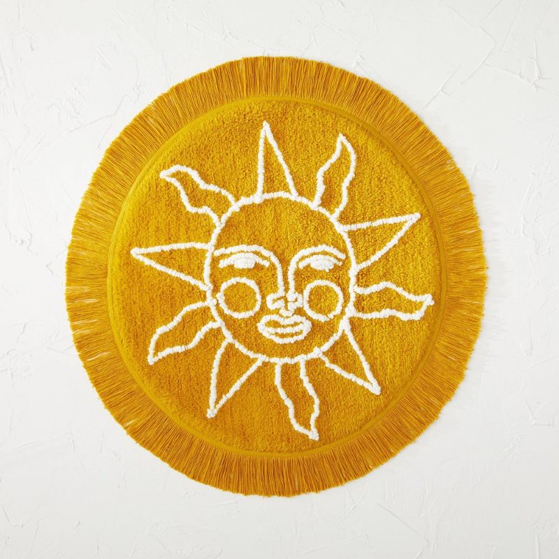 Photo 1 of 25" Round Tufted Sun Fringe Cotton Bath Rug Yellow - Opalhouse designed with Jungalow