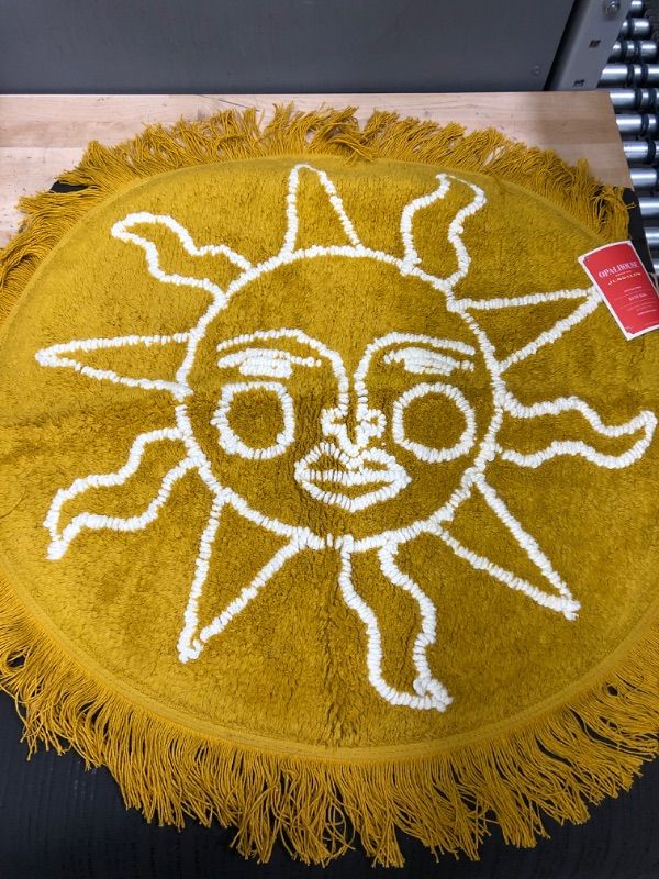 Photo 2 of 25" Round Tufted Sun Fringe Cotton Bath Rug Yellow - Opalhouse designed with Jungalow