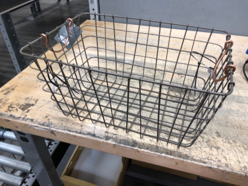 Photo 2 of 16x11x8 Wire Basket with Handle Gray/Copper - Threshold