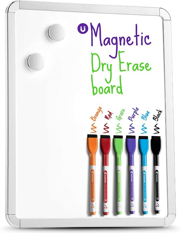 Photo 1 of Magnetic Small White Board Dry Erase 11’’x14’’ - Mini Dry Erase Board with 6 Markers, Personal Whiteboards for Refrigerator Wall, Fridge White Boards, Handheld Whiteboard for Little Kids & Students
