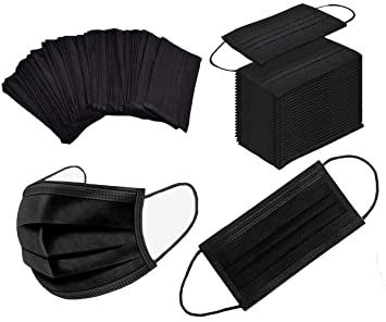 Photo 2 of 2 pack - 100PCS 3 Ply Black Disposable Face Mask Filter Protection Face Masks
