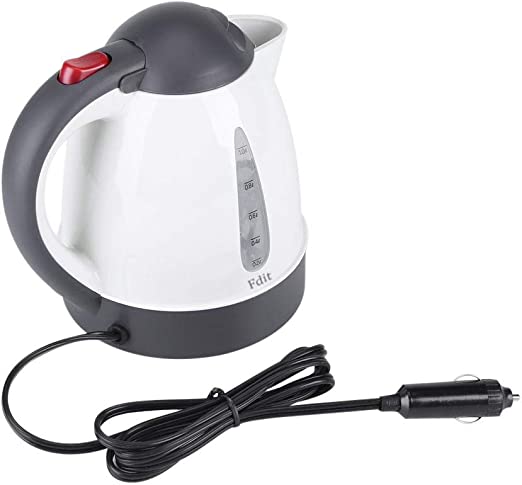Photo 1 of Fdit Portable Car Electric Kettle Road Trip Travel Cigarette Lighter DC12V/24V Heated Water Tea Coffee Kettle Auto Shut Off (1000ml (Kettle) (12V)
