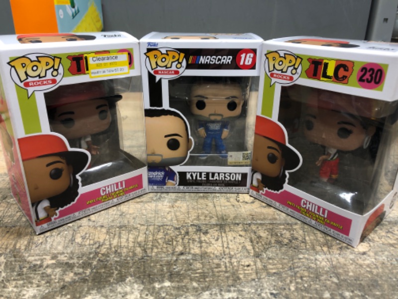 Photo 3 of Bundle of 3 -- (2)FUNKO POP! ROCKS: TLC- Chilli / (1)NASCAR Kyle Larson (Hendrick) Pop! Vinyl Figure 

