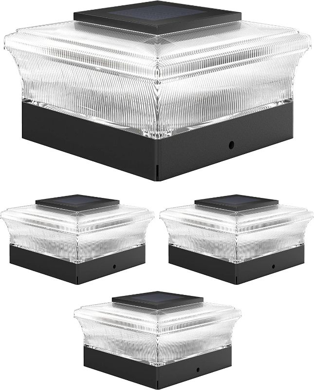 Photo 1 of Davinci Lighting Cubed Solar Outdoor Post Cap Lights - 4x4 5x5 6x6 - Bright LED Light for Fence Deck Garden or Patio Posts (4 Pack)
