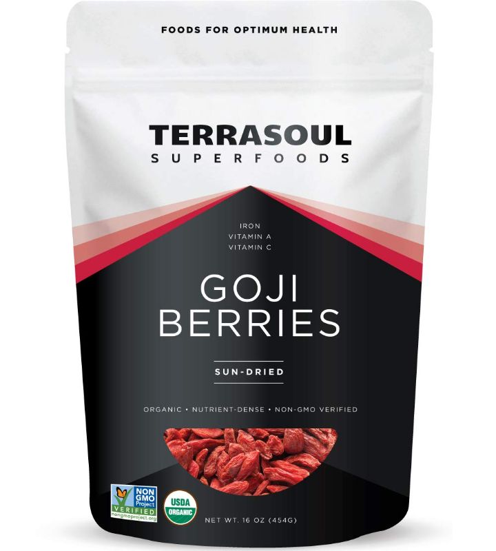 Photo 1 of 2 PACK EXPIRES 02/2023---Terrasoul Superfoods Organic Goji Berries, 16 Oz - Large Size | Chewy Texture | Premium Quality | Lab-Tested
