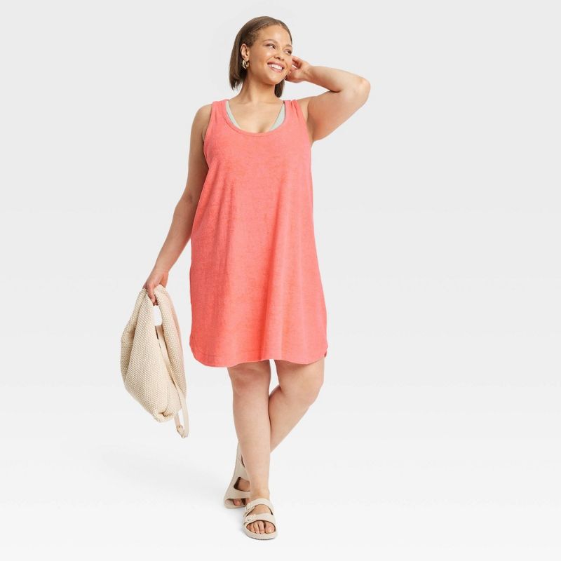 Photo 1 of 1X size---Women's Plus Size Terry Tank Dress - a New Day™ Coral Pink
