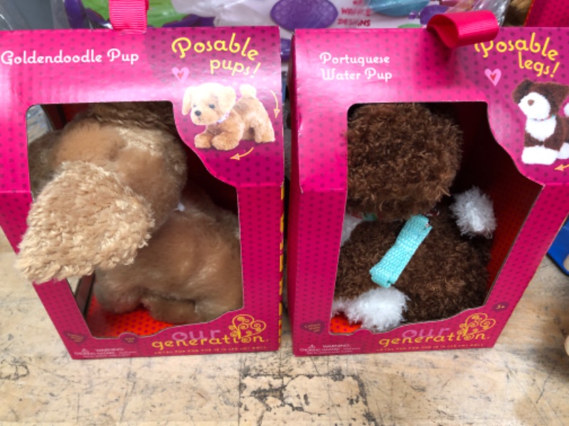 Photo 1 of 2 PACK BUNDLE OF POSABLE PUPS 
GOLDNDOODLE / PORTUGUESE WATER PUP