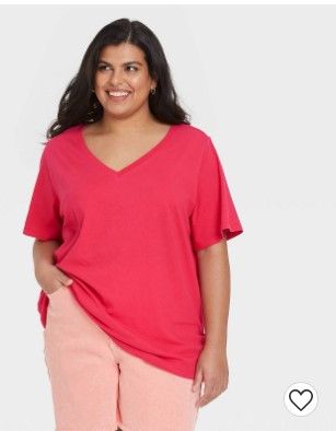 Photo 1 of 2 ITEM (2 XL) Women's Plus Size Short Sleeve V-Neck T-Shirt - Ava & Viv