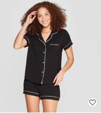 Photo 1 of (Small) Women's Beautifully Soft Short Sleeve Notch Collar Top and Shorts Pajama Set - Stars Above™