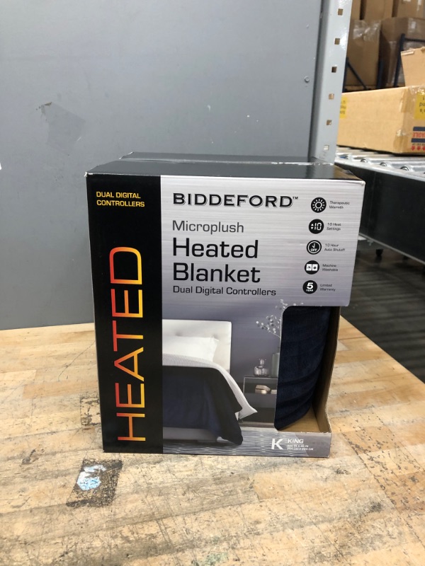 Photo 4 of Biddeford Electric Heated Microplush Blanket Navy King 