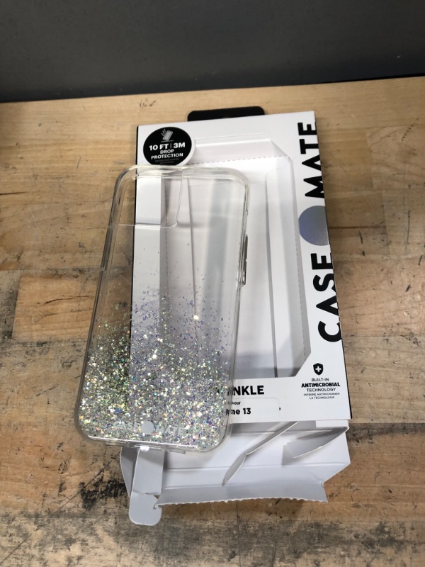 Photo 2 of Case-Mate - Twinkle Ombre - Case for iPhone 13 - Reflective Foil Elements - 10 ft Drop Protection - 6.1 Inch - Ombre Stardust