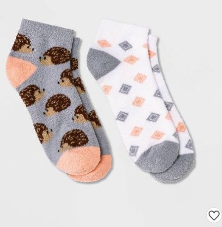 Photo 2 of 2PACK** Peds Women's High-Cut Full Cushion 4pk Sport No Show Socks - 5-10 + Women's Hedgehog Cozy 2pk Low Cut Socks - Gray/White 4-10



