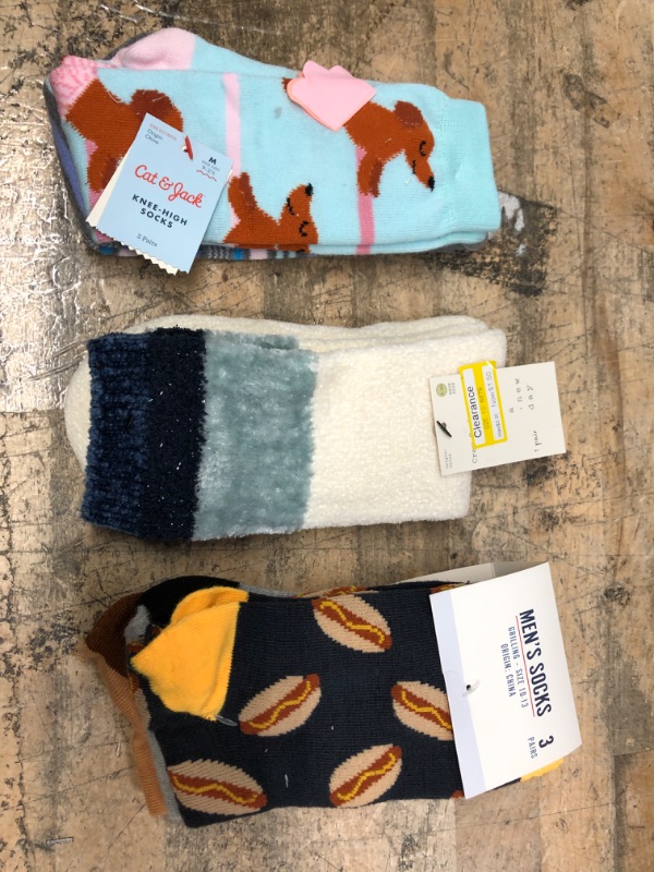 Photo 4 of 3 BUNDLE SOCKS*** Men's Socks Grilling + Girls' 2pk Knee High Ballet Socks - Cat & Jack™ Light Blue + Women' Colorblock Chenille Cozy Crew Ock - a New Day™ 4-10

