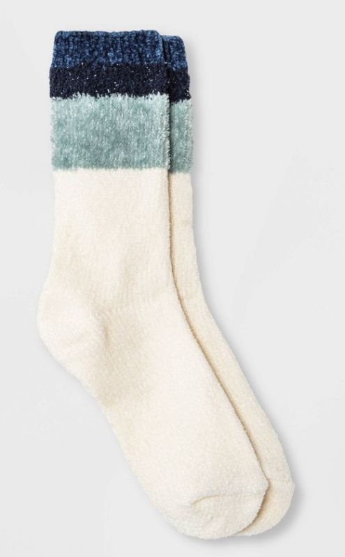 Photo 3 of 3 BUNDLE SOCKS*** Men's Socks Grilling + Girls' 2pk Knee High Ballet Socks - Cat & Jack™ Light Blue + Women' Colorblock Chenille Cozy Crew Ock - a New Day™ 4-10

