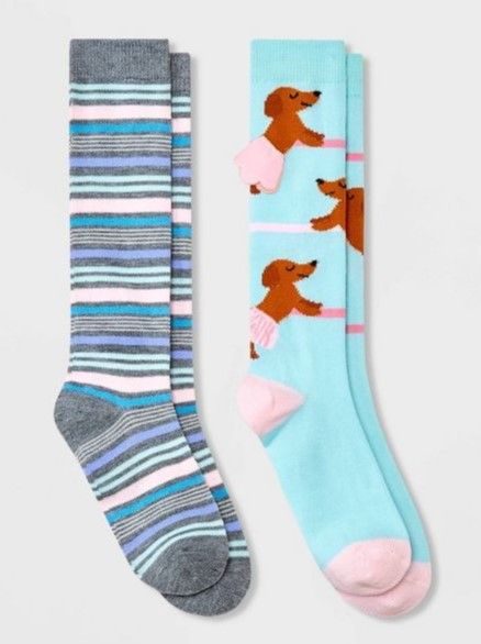 Photo 2 of 3 BUNDLE SOCKS*** Men's Socks Grilling + Girls' 2pk Knee High Ballet Socks - Cat & Jack™ Light Blue + Women' Colorblock Chenille Cozy Crew Ock - a New Day™ 4-10

