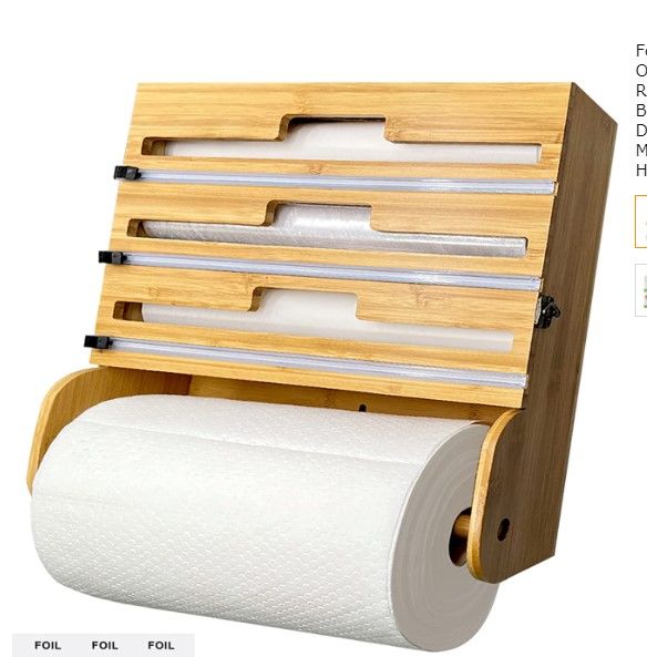 Photo 1 of 4 in 1 Bamboo Plastic Wrap Dispenser with Cutter