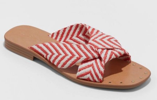 Photo 1 of (Size: 8 1/2) Women's Louise Chevron Print Knotted Slide Sandals - Universal Thread Red 8.5