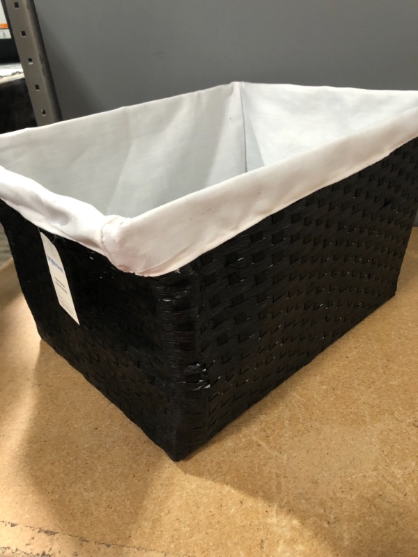 Photo 4 of 12" x 16" x 20" Lined Weave Laundry Basket Black - Brightroom