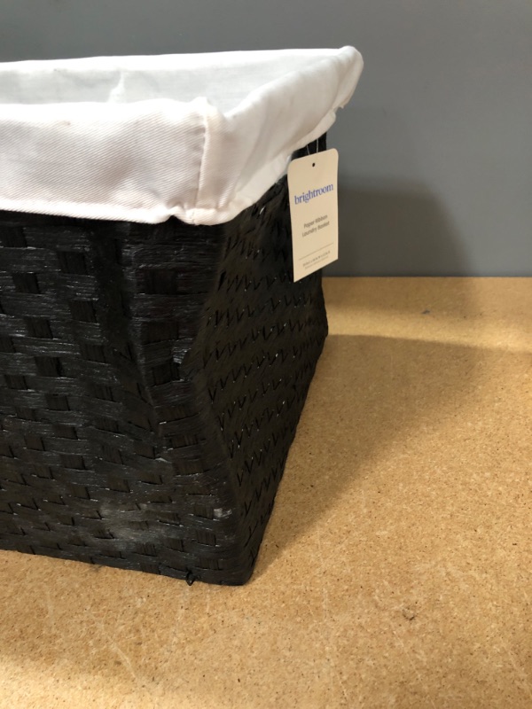 Photo 3 of 12" x 16" x 20" Lined Weave Laundry Basket Black - Brightroom