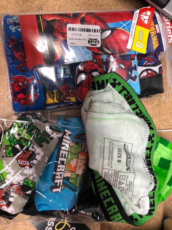 Photo 2 of Boys' Marvel Spider-Man 5pk Underwear - 8 AND minecraft size 8 boxer briefs