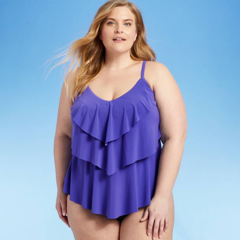 Photo 1 of 3XL
Women's Plus Size Tiered Tankini Top - Aqua Green® Violet
