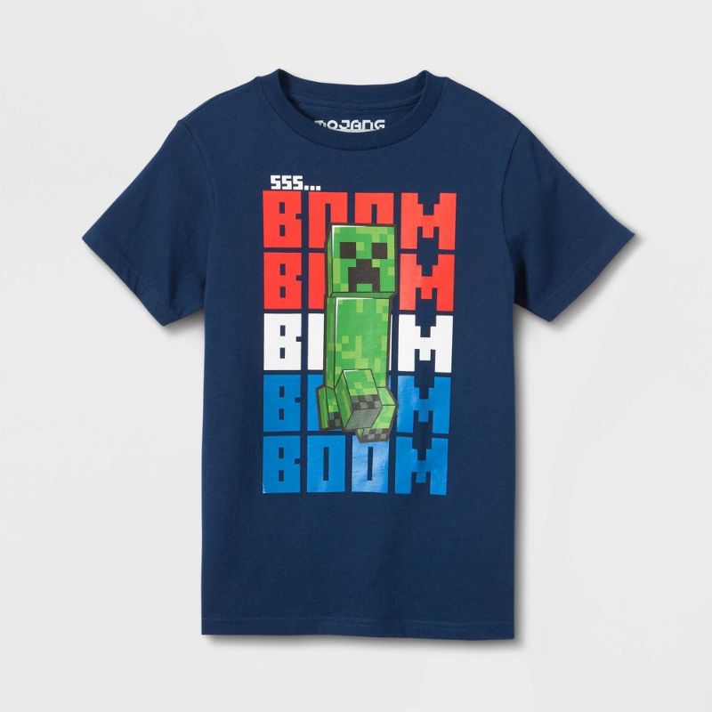 Photo 1 of 2 Pack  - m &xs Boys' Inecraft Aericana Short Sleeve Graphic T-Shirt - Navy Blue
