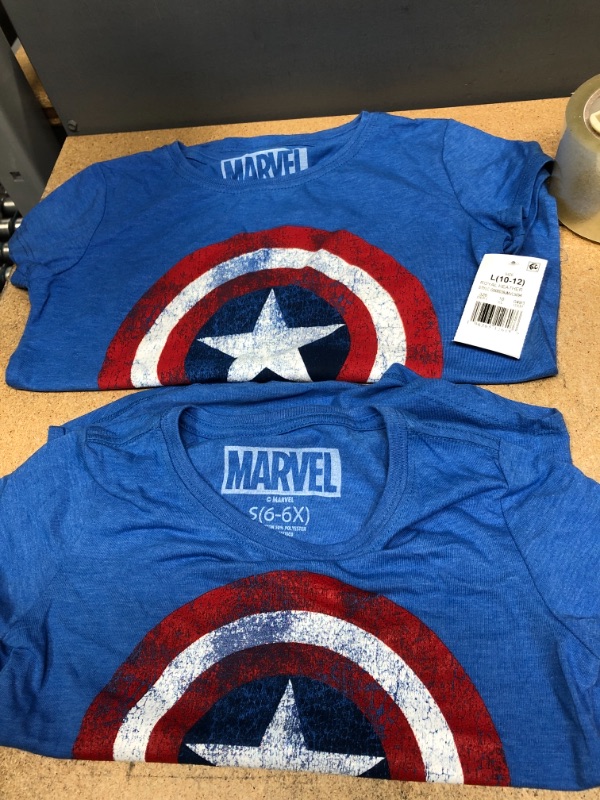 Photo 2 of 2 pack - s&l - Girs' Marve Captain America Shied Short Seeve T-Shirt -
