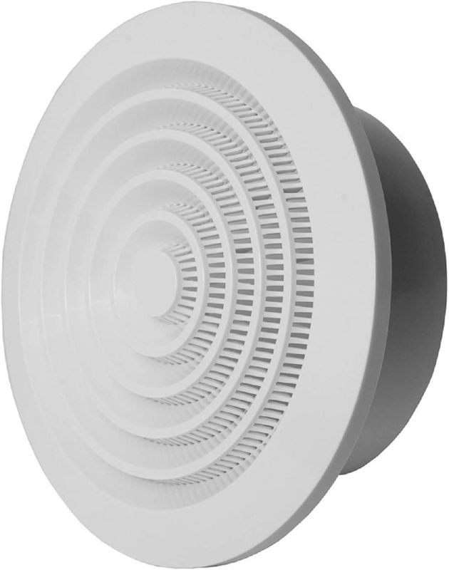 Photo 1 of 2 PACK: 5'' Round Air Vent Plastic Louver Grille Cover White Soffit Vent for Bathroom Office Kitchen Ventilation
