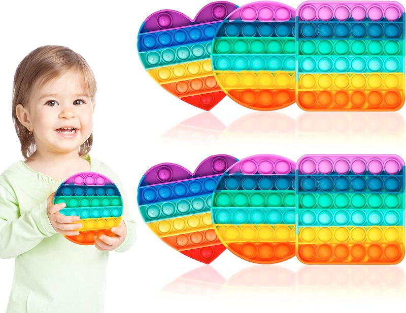 Photo 1 of 2 PACK: Pop Toy for Girls Boys Kids, from Daughter Wife Son 6 Packs Pops Popper Popet Bulk Adults Stress Anxiety Sensory Relief Satisfying Game Toys Autistic ADHD Stuffers Party Favor
