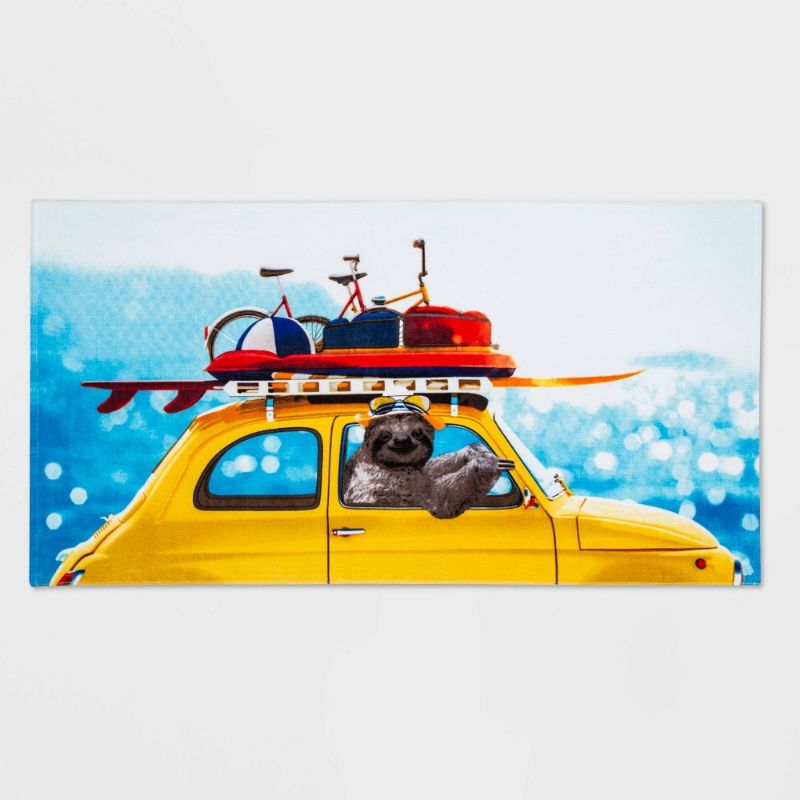 Photo 1 of 2 Sloth Surfboard Photo Reel Printed Beach Towel - Sun Squad
