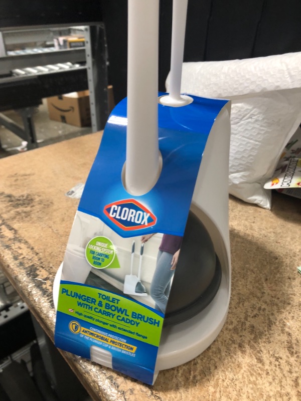 Photo 1 of Clorox Toilet Plunger & Brush, with Carry Caddy