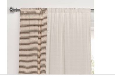 Photo 1 of 1pc 50"x84" Blackout Woven Stripe Border Window Curtain Panel - Threshold™
