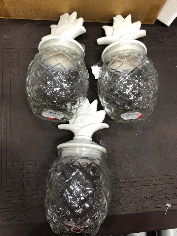 Photo 1 of 3 Count Glass Pineapple Jar, 3 items