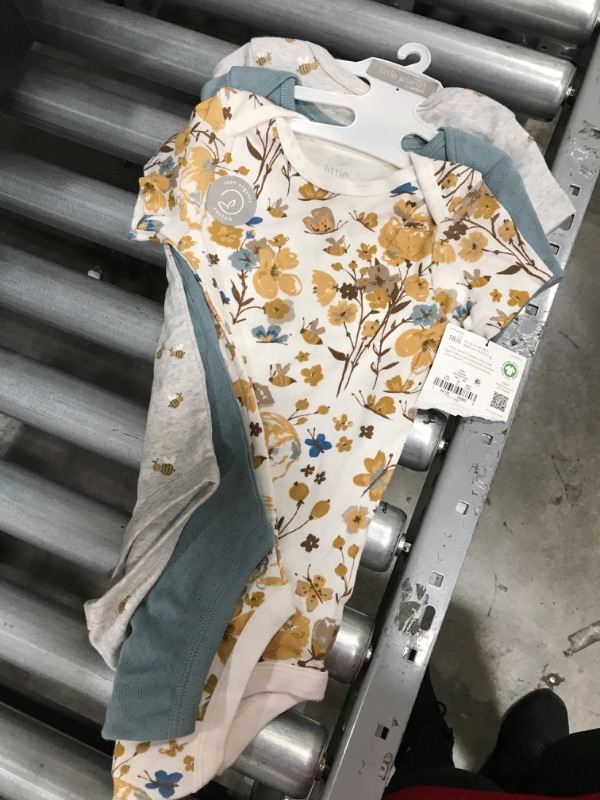 Photo 2 of Baby Girls' 3pk Organic Cotton Ochre Floral Bodysuit - little planet by carter's Gray/Gold/Blue (18M)

