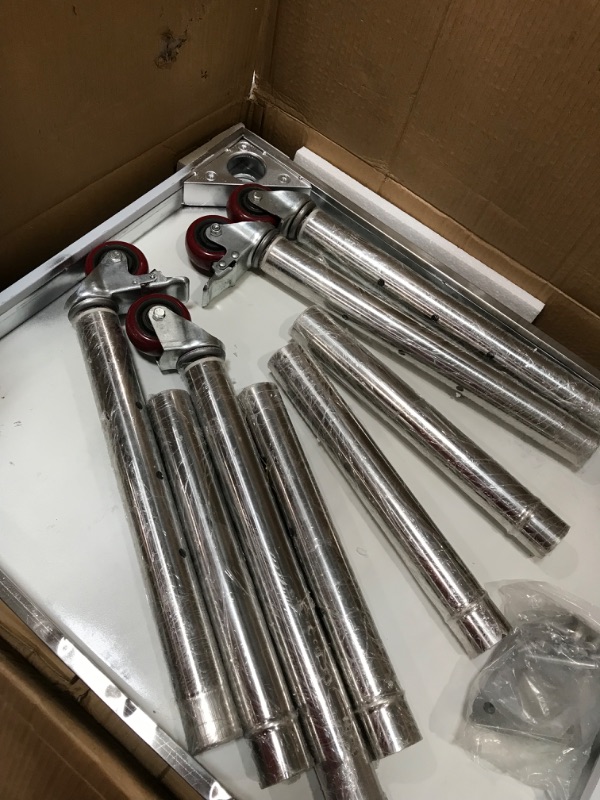 Photo 1 of VEVOR Stainless Steel Prep Table, 30 x 24 x 35 Inch, 440lbs Load Capacity Heavy Duty Metal Worktable with Backsplash Adjustable Undershelf & 4 Casters, Commercial Workstation for Kitchen Restaurant