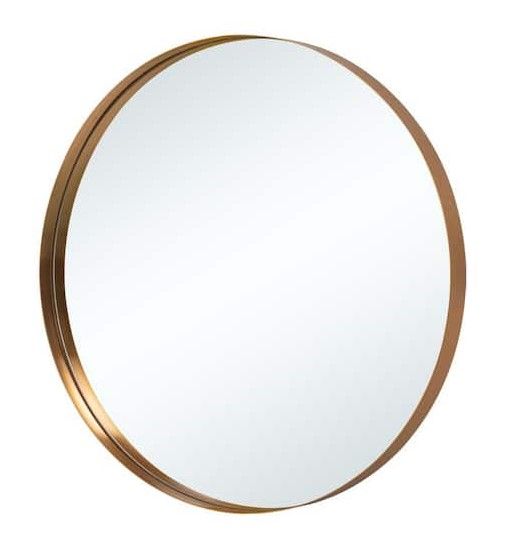 Photo 1 of 32 in. H x 32 in. W Round Aluminum Alloy Framed Modern Gold Wall Mirror Decorative Mirror
