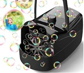 Photo 1 of **TESTED** Sizonjoy Bubble Machine,Automatic Bubble Blower Portable Bubble Maker for Kids with 2 Speeds,8000+ Bubbles Per Minute,Plug-in or Batteries Bubbles Toy for Outdoor/Indoor Party Birthday (Black)
