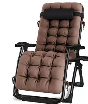 Photo 1 of **MINOR DAMAGE** Oversized Zero Gravity Chair, Lawn Recliner, Reclining Patio Lounger Chair, Folding Portable Chaise, with Detachable Soft Cushion, Cup Holder, Adjustable Headrest, Support 500 lbs. (29" Wide)
